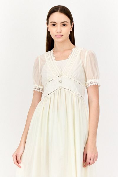 Steve Madden Women Pointelle Midi Dress, Off White