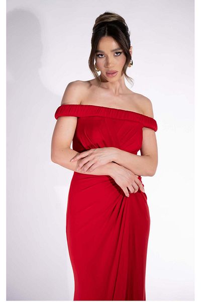 BOGAS Long Red Women's Dress Rehise