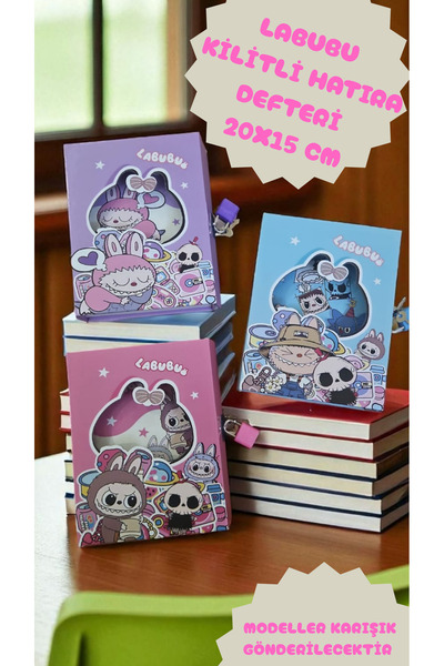 ALLStore LABUBU KİLİTLİ KAPAK HATIRA DEFTERİ 20X14 CM LABUBU BÜYÜK BOY