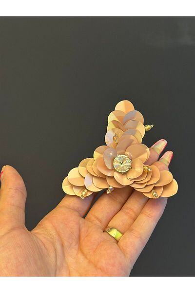 Gönülden Tasarım APLICAȚIE DE CUSUT CU ARMĂ DE FLORI CU PIETRE ZIRCON 9X9 CM