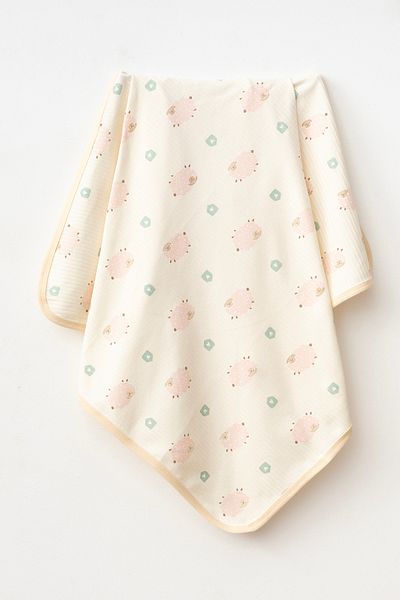 yukobaby bebeğiniz için en doğalı Lamb Pink Natural Cotton 80X90 cm Single Layer Baby Blanket İrm96