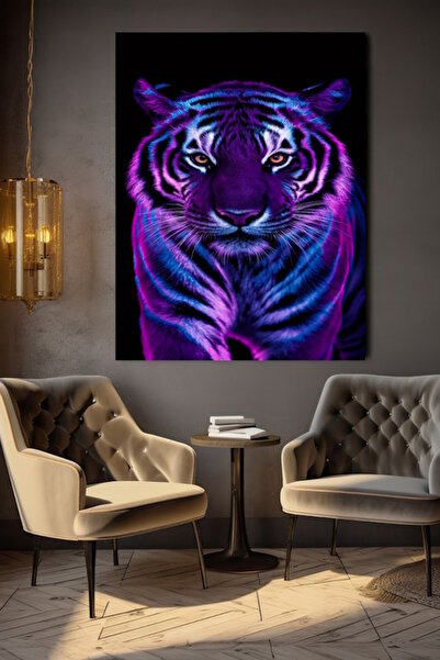 özkacar NEON BOJA TIGRA NA PLATNU SLIKA ZA ZID U KUĆI, DNEVNOJ SOBI, KANCELAR...