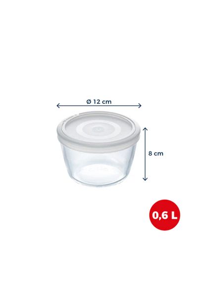 Pyrex Pyrex Cook & Freeze Round Dish with Plastic Lid 0.6L – Glass Container