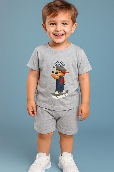 KGN GİYİM Boy's Summer Top and Bottom Set