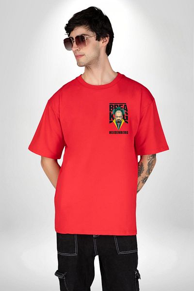 Angemiel Breaking Bad Heisenberg Red Oversize Women's Men's Front Minimal Printed T-Shirt