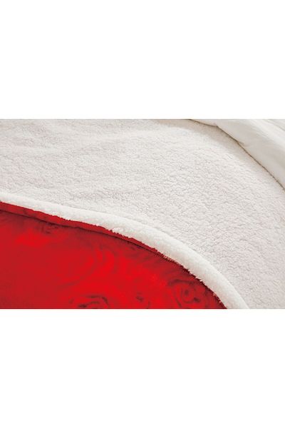 FIONNA.RO Cocolino Blanket With Fur - Red With Roses