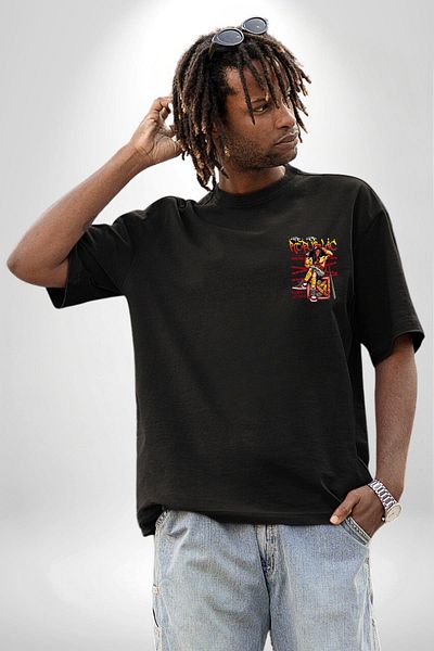 Angemiel Streetwear Black Oversize Women Men Front Minimal Printed T-Shirt with Hip-Hop Style