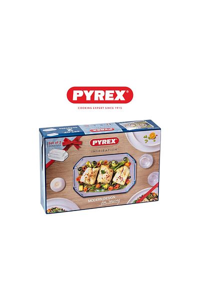 Pyrex Inspiration Rectangular Roasters Set of 2 – 2.5L & 3.2L Borosilicate Glass