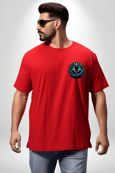 Angemiel Nu Kaos Ve İlk Su Tanrı Mısır Kırmızı Oversize Kadın Erkek Ön Minimal Basked T-Shirt
