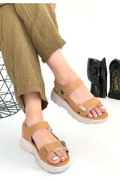 Silahlı Tower Trita Nude Skin Velcro Sandals