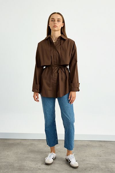 Birgül Bektaş Brown Windbreaker Detailed Shirt