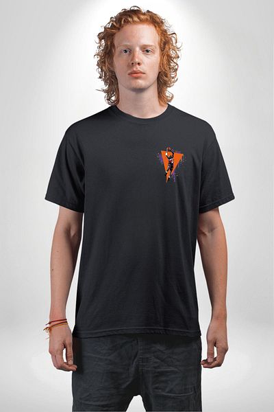 Angemiel Warrior Basketball Sports Passion Black Oversize Women's Men's Front Minimal Printed T-Shirt