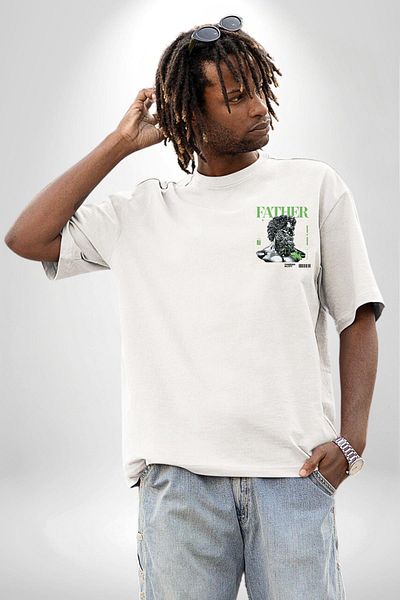 Angemiel Mythological Leader Modern Dad Design White Oversize Women Men Front Minimal Printed T-Shirt