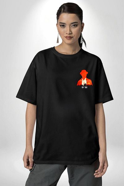 Angemiel Walter White Br Ba Silhouette Black Oversize Women's Men's Front Minimal Printed T-Shirt