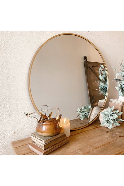 Gharaib Al Tuhaf Round mirrors, gold color, size: (80 cm)