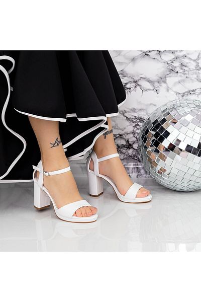 mei Women's Sandals with Thick Heel and Platform 2XKK112 White Mei