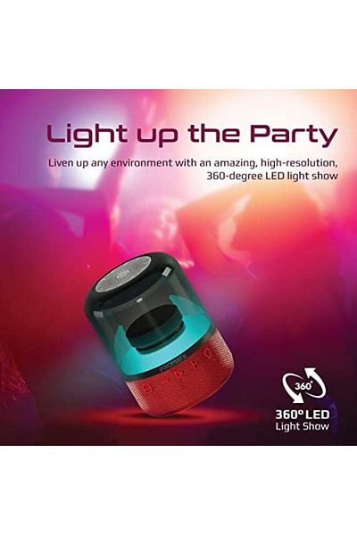 Promate Portable Wireless Speaker, Powerful, 8W 360-Degree HD Stereo Speaker with TWS, Retro LED Lig