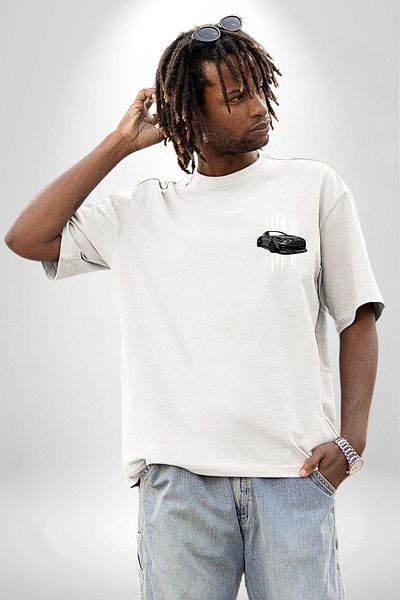 Angemiel For Motorsport Enthusiasts White Car White Oversize Women Men Front Minimal Printed T-Shirt