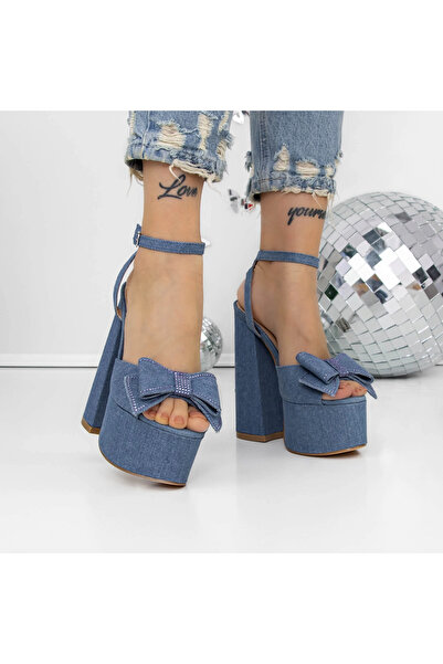 mei Women's Sandals with Thick Heel and Platform 3KV52 Light Blue | Mei