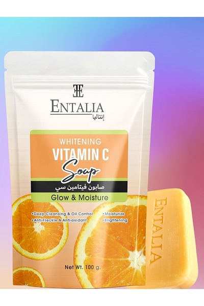 ENTALIA Thai Vitamin C Soap for Moisturizing, Whitening and Lightening the Body and Face, Anti-Freckles and Anti-Oxidant 100g