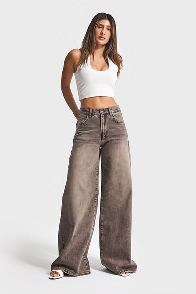 its basic Women's Stonewashed Brown Color 4W5-16 Palazzo Fit 100% Cotton Inner Size 80cm Denim Jean