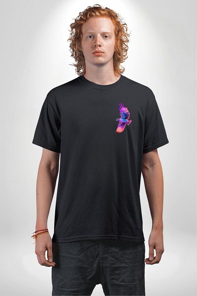 Angemiel Purple-Pink Eagle Black Oversize Women's Men's Front Minimal Printed T-Shirt