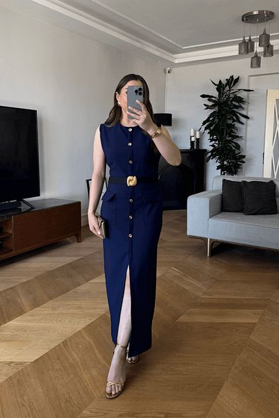 Tuba Butik Belted Midi Dress