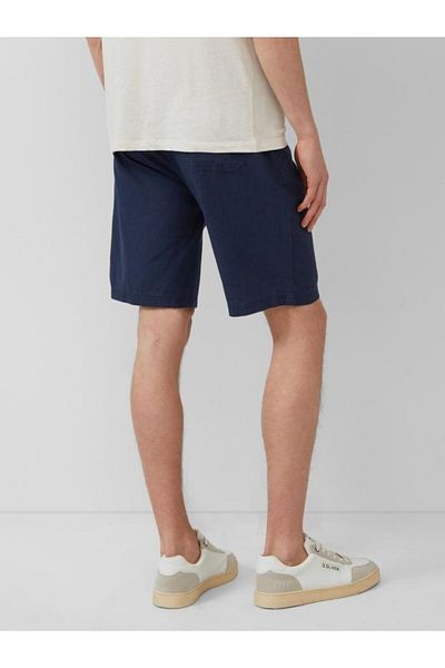 s.Oliver Pantaloni scurți chino bărbătești, Detroit, amestec de in și bumbac, croială regulată, bleumarin închis