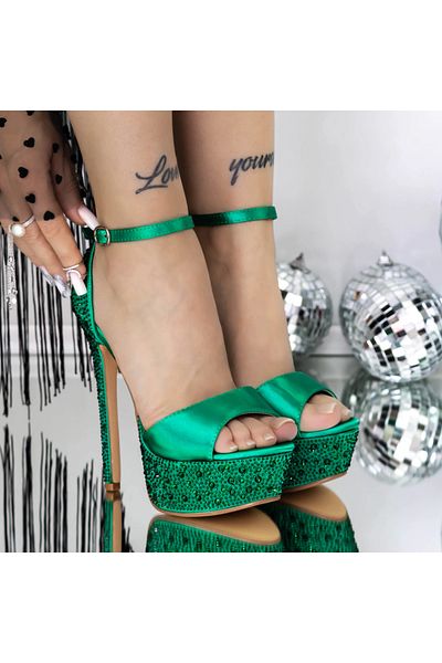 mei Women's Sandals with Thin Heel and Platform 3XKK158 Green | Mei
