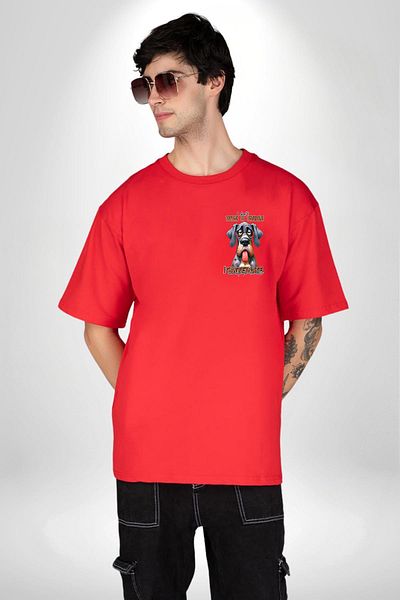 Angemiel I Don'T Drink Coffee I Start My Day Red Oversize Women's Men's Front Minimal Printed T-Shirt