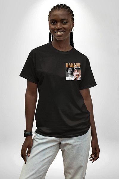 Angemiel Jack Harlow Hip-Hop Rap Star Fashion Black Oversize Women Men Front Minimal Printed T-Shirt