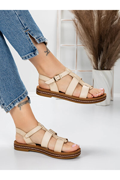 mei Γυναικεία Σανδάλια με Χαμηλή Σόλα 3GZ38 Μπεζ | Mei