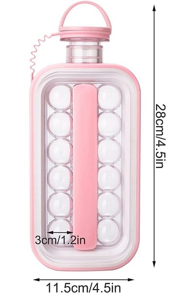 Biki Ice Ball Maker Kettle Water Bottle 1400ml for Home & Office (Pink) زجاجة صنع مكعبات الثلج