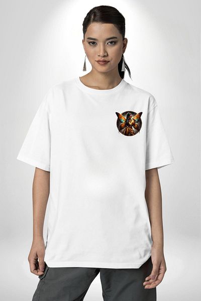 Angemiel Golden Yellow Winged Rapper Hip Hop Style White Oversize Women Men Front Minimal Printed T-Shirt