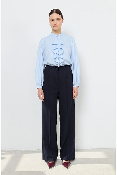 Fatma Atasoy Double Navy Blue Palazzo Trousers