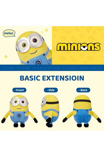 rexa Minions Bob Plush Toy – 50 cm Cute Sleeping Stuffed Animal Pillow for Kids & Toddlers