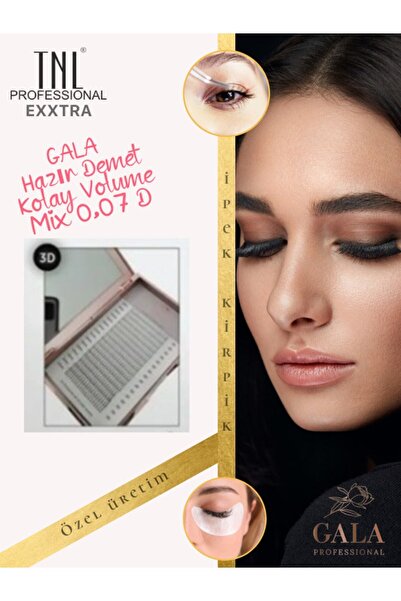 GALA Professional Tnl Exxtra Hazır Demet Hazır Volume Ipek Kirpik 3d 0.07 Kal...