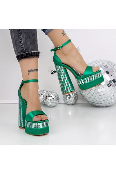 mei Sandale Dama cu Toc si Platforma 3XKK159 Verde | Mei