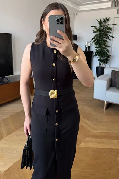 Tuba Butik Belted Midi Dress