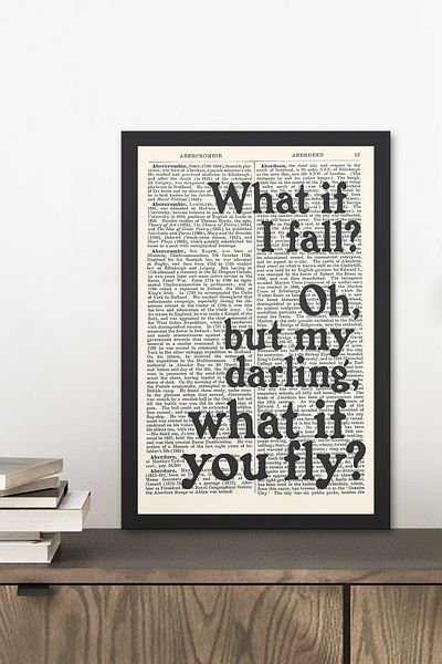 Zevahir Mobilya Dekorasyon 1 Piece What if I Fall Written Wooden Black Frame Look Mdf Table