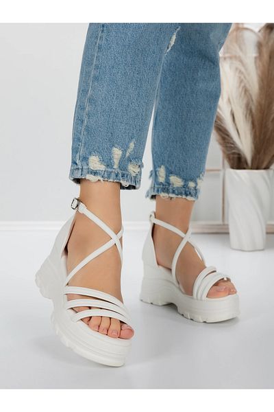 mei Women's Platform Sandals 5WL28 White | Mei