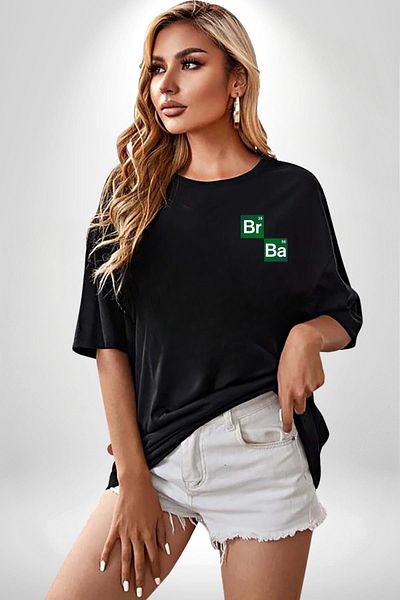 Angemiel Periodic Table Heisenberg Breaking Bad Black Oversize Women's Men's Front Minimal Printed T-Shirt