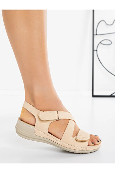 mei Γυναικεία Σανδάλια με Χαμηλή Σόλα 5XJ50 Μπεζ | Mei