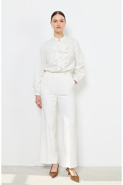 Fatma Atasoy Double Ecru Palazzo Trousers