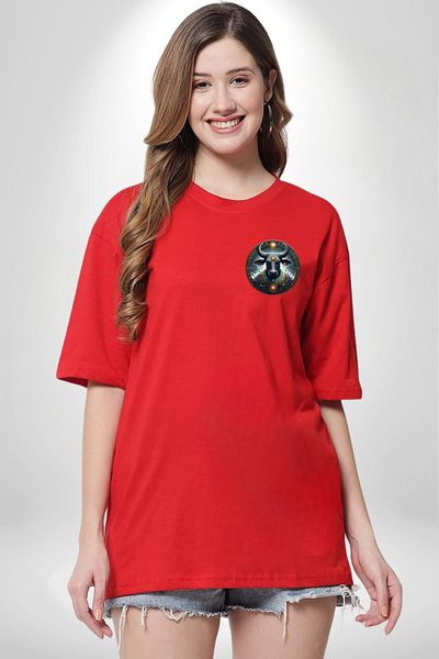 Angemiel Hesat - Goddess of Nutrition, Milk and Fertility Red Oversize Women's Men's Front Minimal Printed T-Shirt