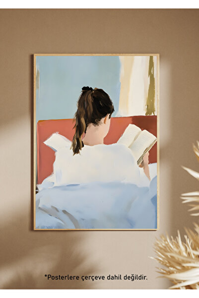 One Little Happiness Αφίσα GIRL READING BOOK Αφίσα τοίχου αισθητικής, αφίσα χ...