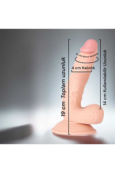 19 CM KULLANILABİLİR BOY 14 CM KALINLIK 4 CM VANTUZLU DİLDO