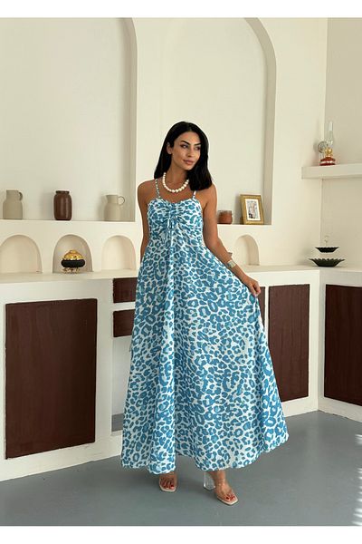 CIQULATA Rochie de vară pentru femei, sezon nou, cu bretele și decolteu în V, cu model leopard
