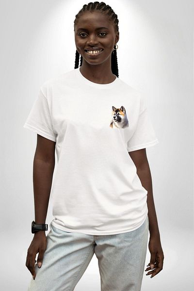 Angemiel Akita Inu Love Dog White Oversize Women Men Front Minimal Printed T-Shirt