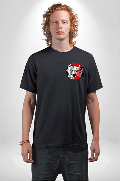 Angemiel Neon Genesis Evangelion Angel Anime Black Oversize Women's Men's Front Minimal Printed T-Shirt